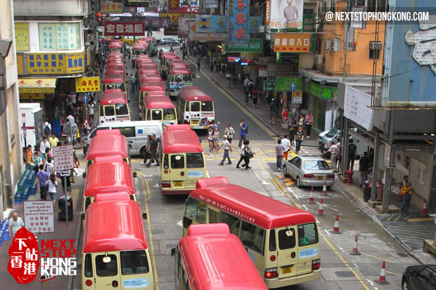 Red Minibuses Lining up